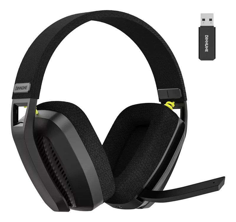 HEADSET GAMER BINNUNE WIRELESS COM MICROFONE,BLUETOOTH, USB, 2.4G,COMPATIVEL PC, PS4, PS5,XBOX - PRETO