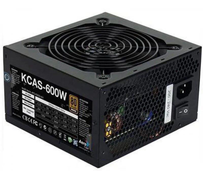 FONTE AEROCOOL KCAS, 600W, 80 PLUS BRONZE, SEM CABO, PRETO - KCAS-600W