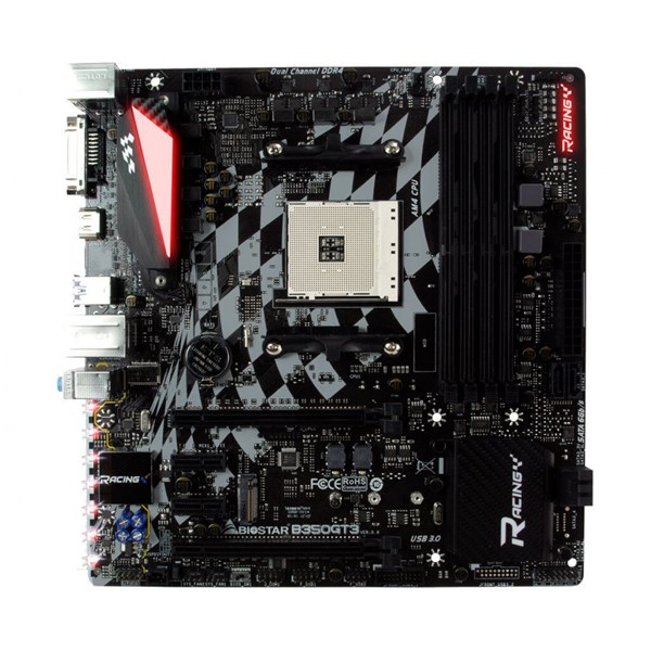 PLACA MÃE BIOSTAR RACING B350GT3, CHIPSET B350, AMD AM4, MATX, DDR4
