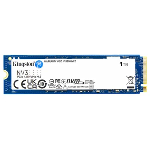NVME M.2 - 1000 TB KINGSTON NV3, M.2 2280 NVME 4.0 GEN 4X4, LEITURA: 6000 E GRAVAÇÃO/4000MBPS, ULTRA RÁPIDO