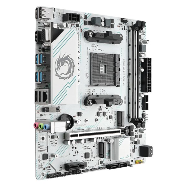 PLACA MÃE SOYO AMD B550M GAMING MONARCA DRAGÃO WHITE