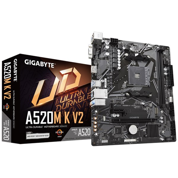 PLACA-MÃE GIGABYTE A520M K V2 REV. 1.0, AMD, MICRO ATX, DDR4, PRETO