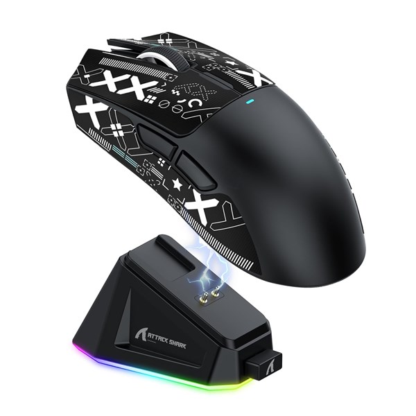 MOUSE SEM FIO ATTACK SHARK X11 ACOMPANHA DOCK PAW 3311 - PRETO