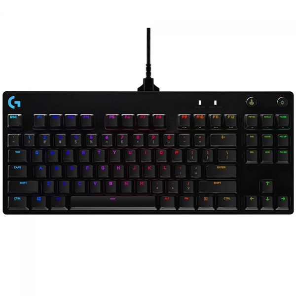 TECLADO MECÂNICO GAMER LOGITECH G PRO RGB LIGHTSYNC, PRETO SWITCH GX BLUE