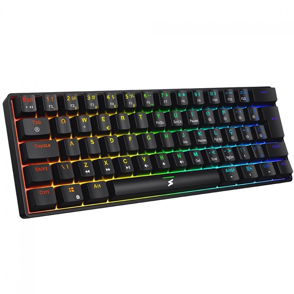 TECLADO MECÂNICO GAMER SUPERFRAME PLAYER, RGB, 60%, SWITCH RED, USB, ABNT2, PRETO