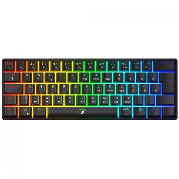 TECLADO MECÂNICO GAMER SUPERFRAME PLAYER, RGB, 60%, SWITCH RED, USB, ABNT2, PRETO