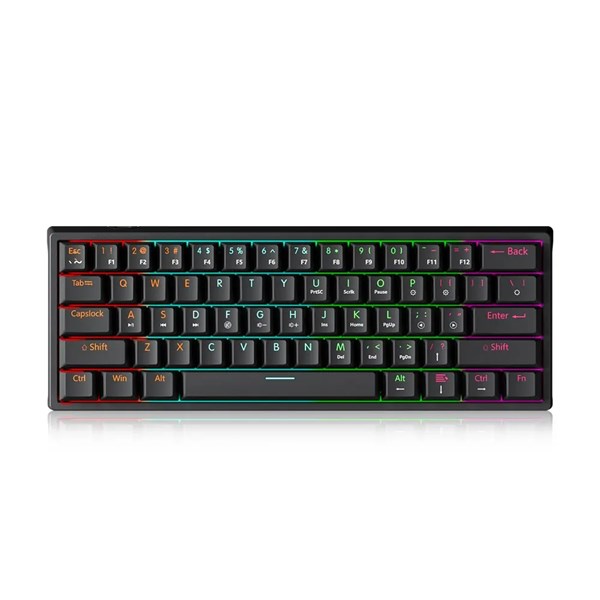 TECLADO MECANICO MUCAI MKA610 BLACK FORMATO 60% COM FIO USB-C SWITCH RED