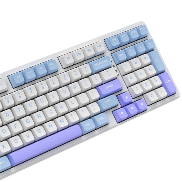 TECLADO MECÂNICO SUPERFRAME FUSION PRO, RGB, WIRELESS/BLUETOOTH, SWITCH KAILH BOX ICE CREAM, BRANCO/AZUL E ROSA