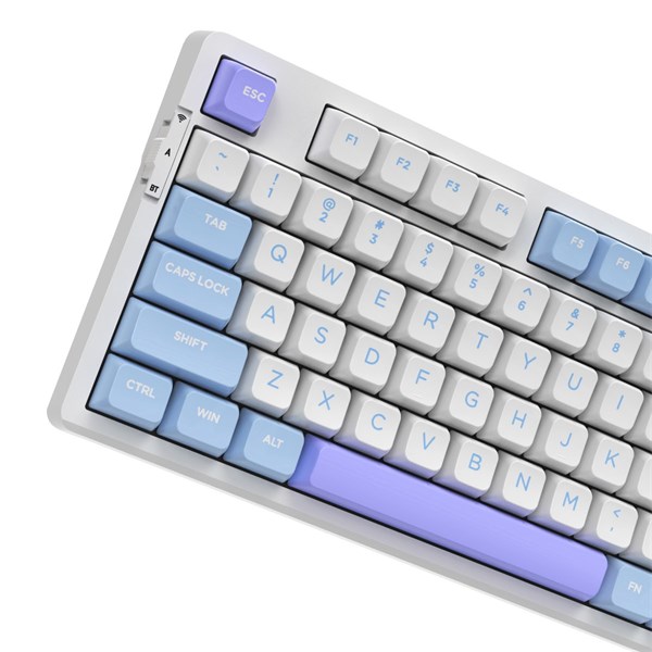 TECLADO MECÂNICO SUPERFRAME FUSION PRO, RGB, WIRELESS/BLUETOOTH, SWITCH KAILH BOX ICE CREAM, BRANCO/AZUL E ROSA