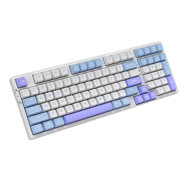 TECLADO MECÂNICO SUPERFRAME FUSION PRO, RGB, WIRELESS/BLUETOOTH, SWITCH KAILH BOX ICE CREAM, BRANCO/AZUL E ROSA