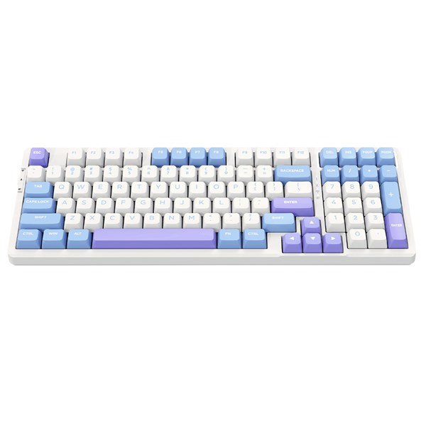 TECLADO MECÂNICO SUPERFRAME FUSION PRO, RGB, WIRELESS/BLUETOOTH, SWITCH KAILH BOX ICE CREAM, BRANCO/AZUL E ROSA