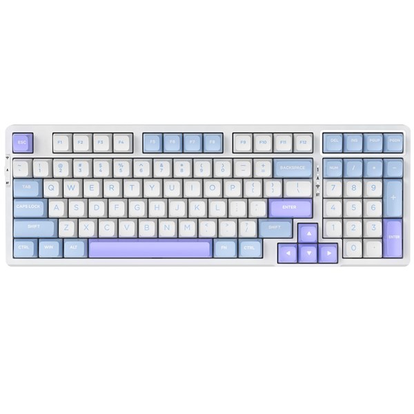 TECLADO MECÂNICO SUPERFRAME FUSION PRO, RGB, WIRELESS/BLUETOOTH, SWITCH KAILH BOX ICE CREAM, BRANCO/AZUL E ROSA