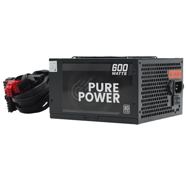 FONTE PURE POWER, 600W, 80 PLUS WHITE, PFC ATIVO, BLACK