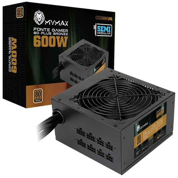 FONTE MYMAX ATX 600W MODULAR 80 PLUS BRONZE PFC ATIVO