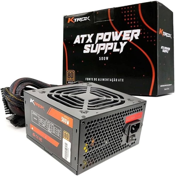 FONTE KTROK, 500W, 80 PLUS BRONZE, PFC ATIVO,115V/230V-KT-PS500W