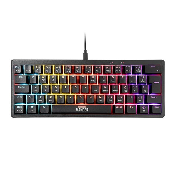 TECLADO MECANICO MANCER ZARION, RAINBOW, ABNT2, SWITCH VERMELHO, PRETO