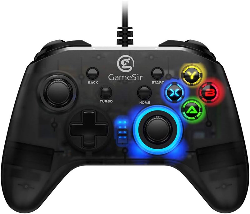 CONTROLE GAMESIR T4W COM FIO PARA PC WINDOWS 10/8/7 GAMEPAD DUAL SHOCK, USB GAMEPAD COM LED BACKLIGHT JOYSTICK VIBRAÇÃO