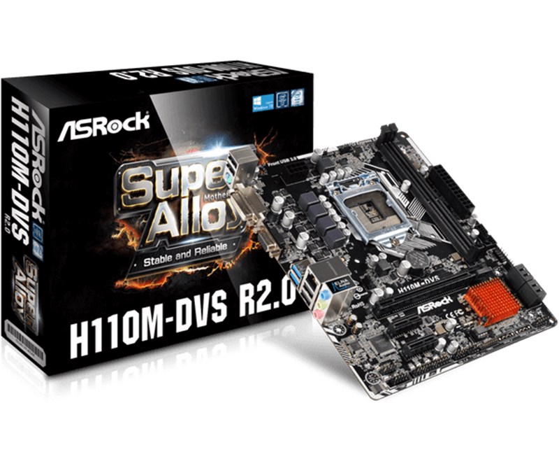 PLACA MÃE ASROCK H110M-DVS R2.0 SUPER ALLOY, SOCKET 1151 MICRO ATX, PRETO