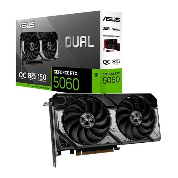 PLACA DE VIDEO ASUS GEFORCE RTX 5060 DUAL OC EDITION, 8GB, GDDR7, 128-BIT