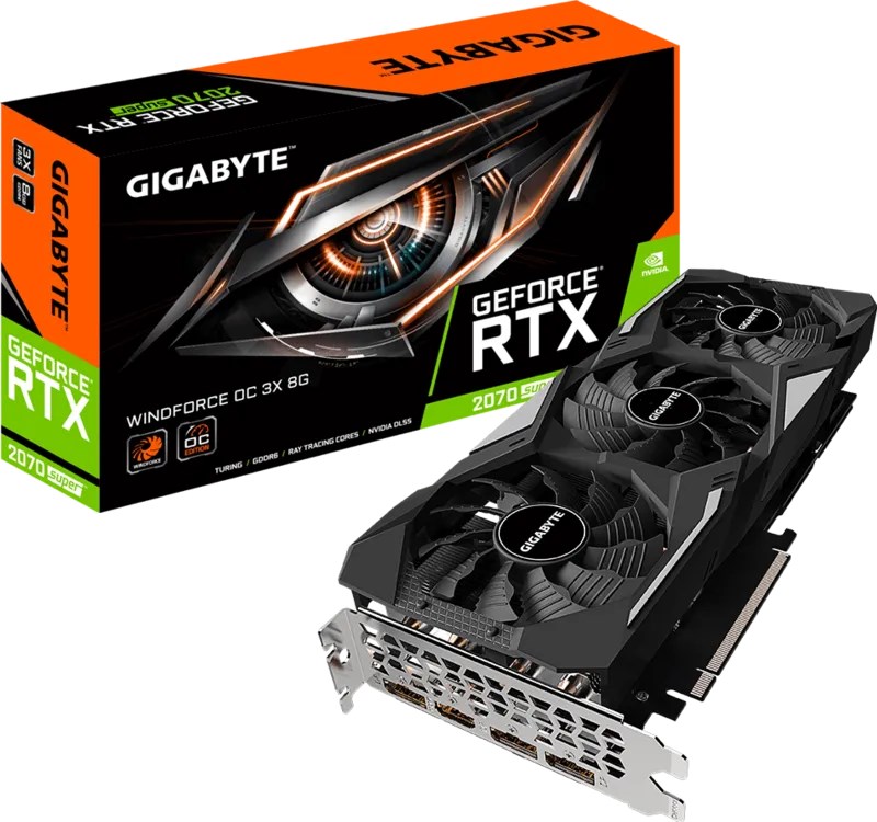 PLACA DE VÍDEO NVIDIA GIGABYTE RTX 2070 SUPER WINDFORCE OC 3X, 8GB GDDR6, 256BIT