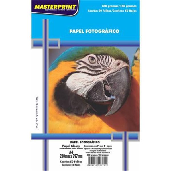 PAPEL DE FOTO MASTERPRINT 180G A4 - 50FLS P.C