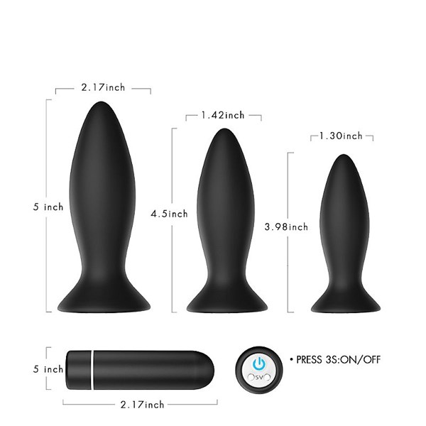 PLUG ANAL - RECARREGAVEL  - KIT COM 3 TAMANHOS