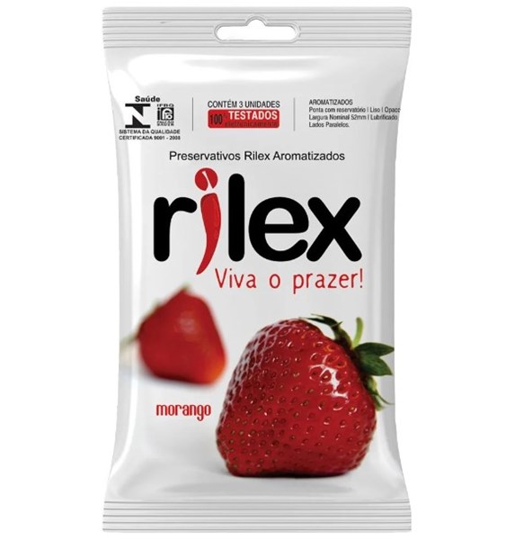 PRESERVATIVO 52MM - 3UN - MORANGO - RILEX