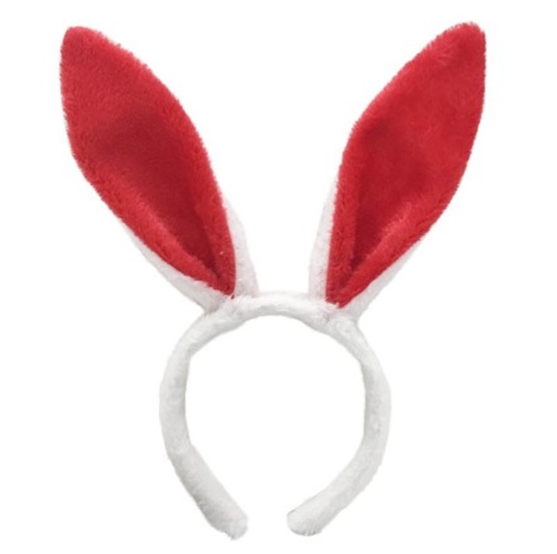 ORELHA COELHINHA - BRANCO COM VERMELHO