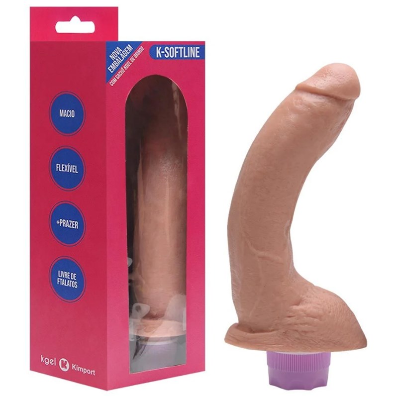 PROTESE C/ ESCROTO - VIBRO RECARREGAVEL - 22,5X4,8CM - BEGE