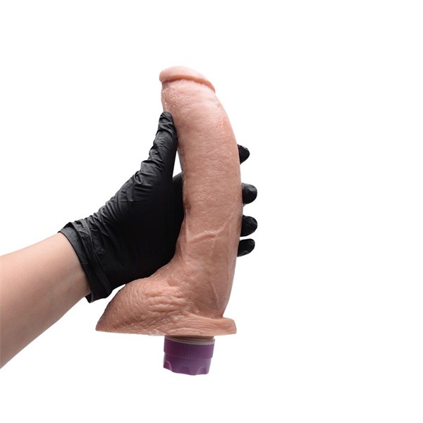 PROTESE C/ ESCROTO - VIBRO RECARREGAVEL - 22,5X4,8CM - BEGE