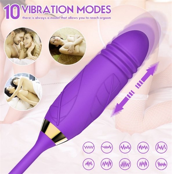 VIBRADOR - RECARREGÁVEL - FLOWER SUGADOR DE CLITÓRIS, VIBRO E VAI E VEM - ROXO