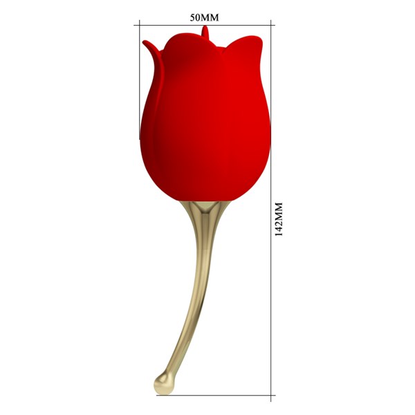 VIBRADOR - RECARREGÁVEL - FLOWER ESTIMULADOR DE CLITORIS COM LINGUA - VERMELHO - ROSE LOVER