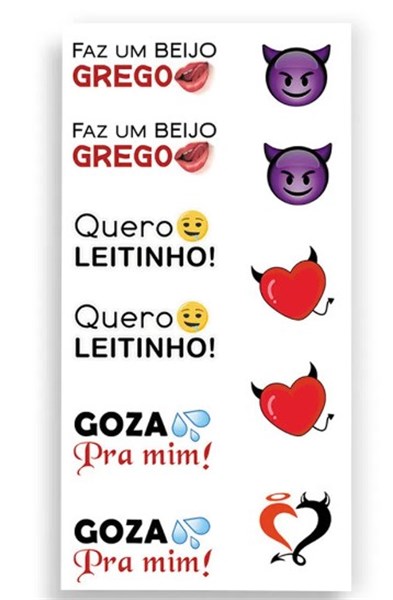CARTELA DE TATUAGEM TEMPORARIA SEXY - FAZ UM BEIJO GREGO