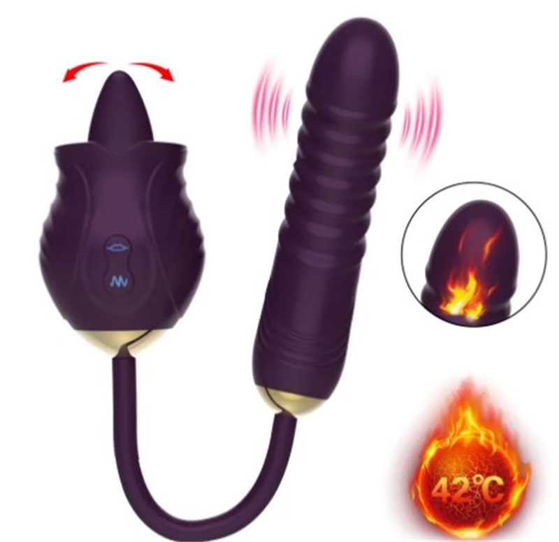 VIBRADOR - RECARREGÁVEL - FLOWER LINGUA E VIBRO - ROXO