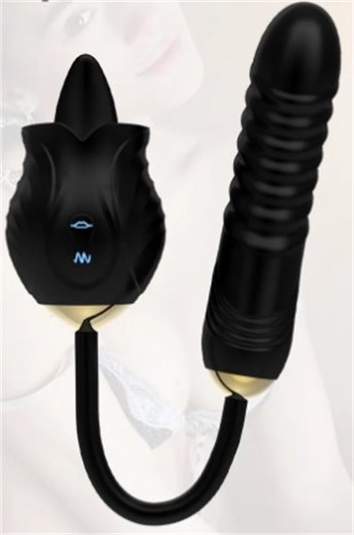 VIBRADOR - RECARREGÁVEL - FLOWER LINGUA E VIBRO - PRETO