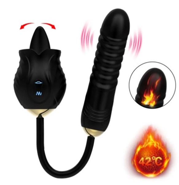 VIBRADOR - RECARREGÁVEL - FLOWER LINGUA E VIBRO - PRETO