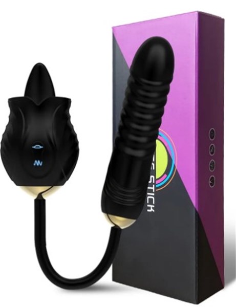 VIBRADOR - RECARREGÁVEL - FLOWER LINGUA E VIBRO - PRETO
