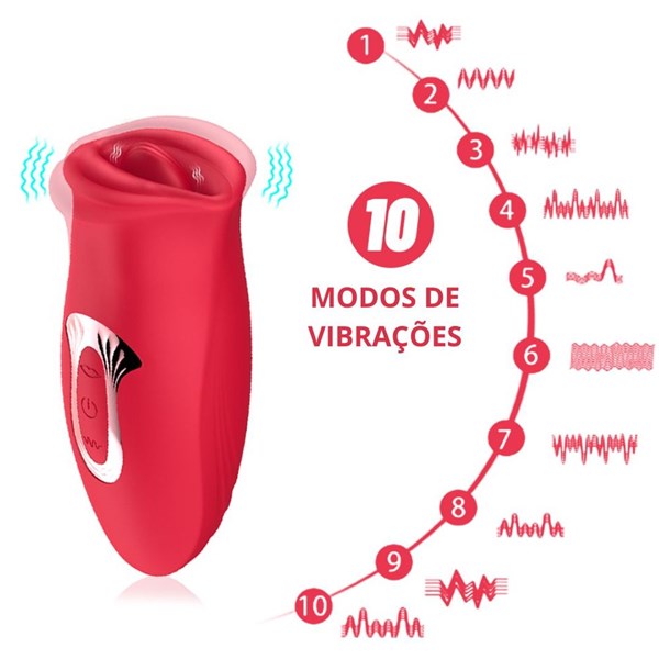 VIBRADOR - SIMULADOR DE SEXO ORAL - FORMATO DE BOCA - VERMELHO
