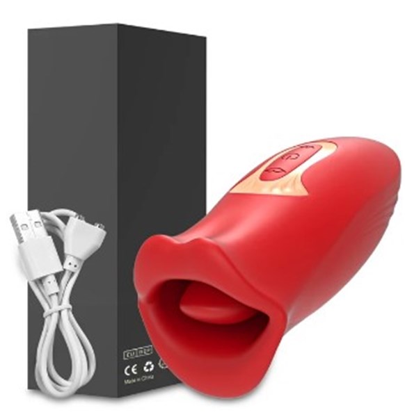 VIBRADOR - SIMULADOR DE SEXO ORAL - FORMATO DE BOCA - VERMELHO