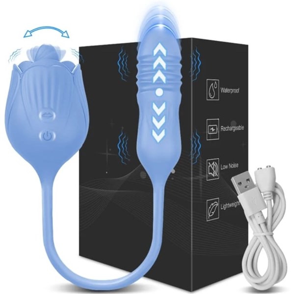 VIBRADOR - RECARREGÁVEL - FLOWER LINGUA E VIBRO - AZUL CLARO