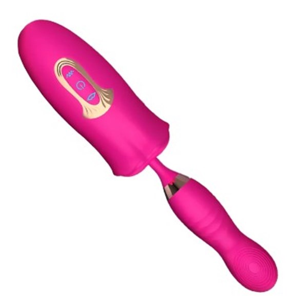 VIBRADOR - FORMATO DE BOCA COM BULLET DE DEDO - ROSA