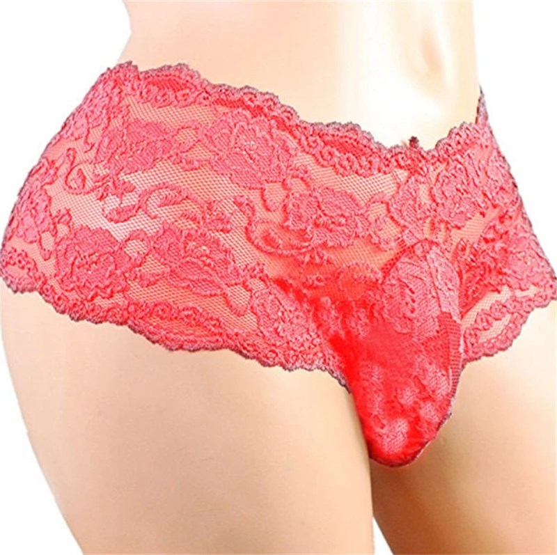 CALCINHA - MASCULINA - RENDA - VERMELHO