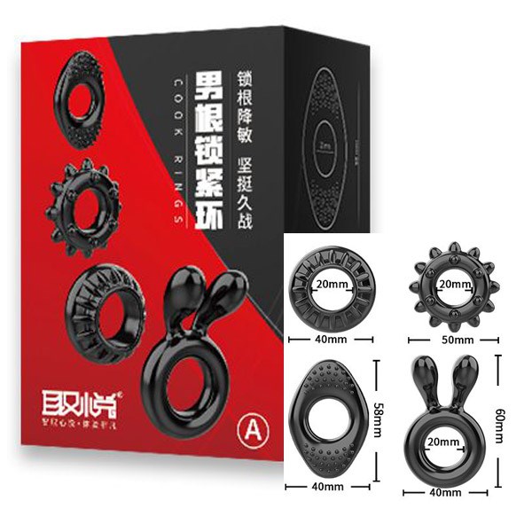 ANEL PENIANO - KIT COM 4 UN - COOK RINGS - CAIXA VERMELHA