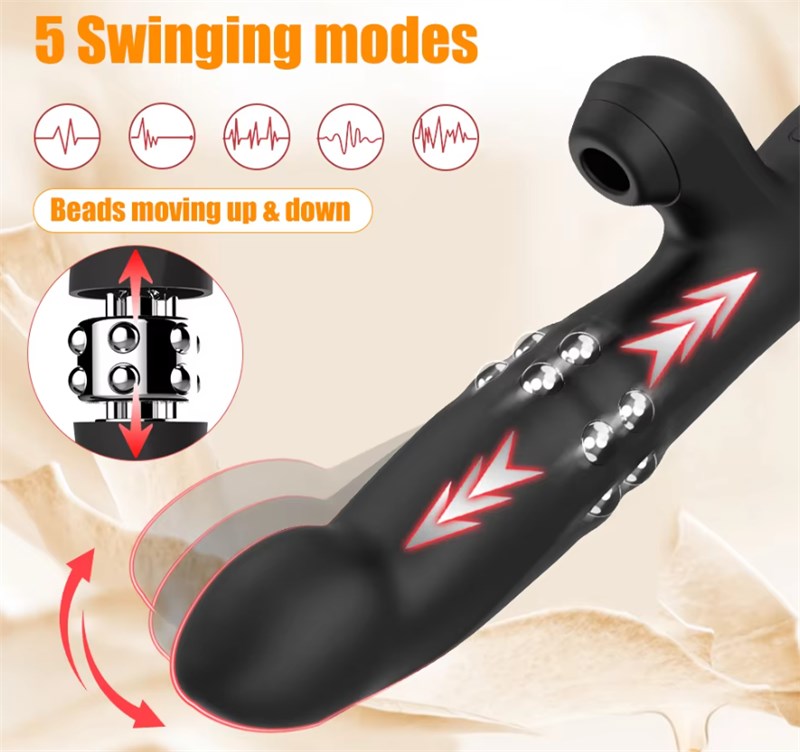 VIBRADOR - PONTO G, MASSAGEADOR E SUGADOR DE CLITÓRIS - PRETO