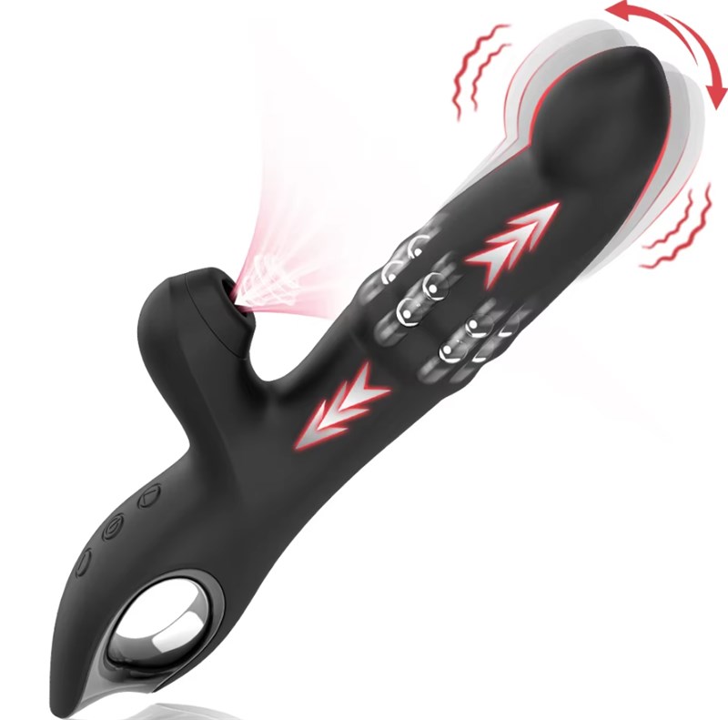 VIBRADOR - PONTO G, MASSAGEADOR E SUGADOR DE CLITÓRIS - PRETO