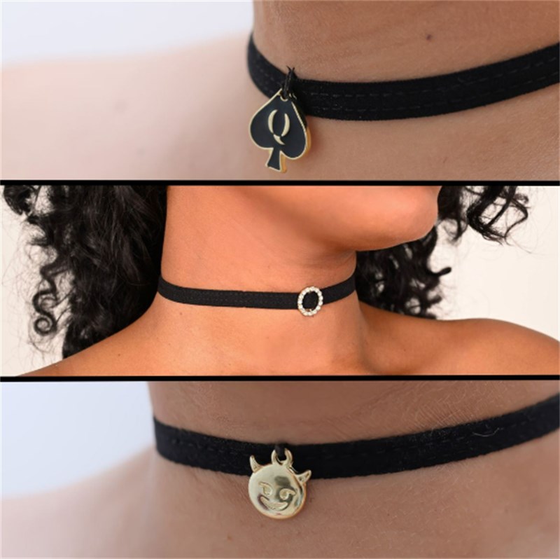 CALCINHA - FIO DENTAL + CHOKER - MULHER DE CORNO - PRETO