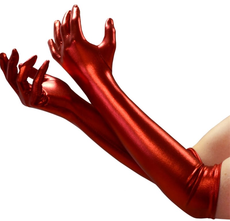 LUVA LONGA - LATEX BRILHOSO - VERMELHO