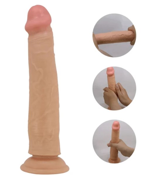 PROTESE MASTURBADORA COM ESCROTO E VENTOSA - TALLEN - 22X4CM - BEGE