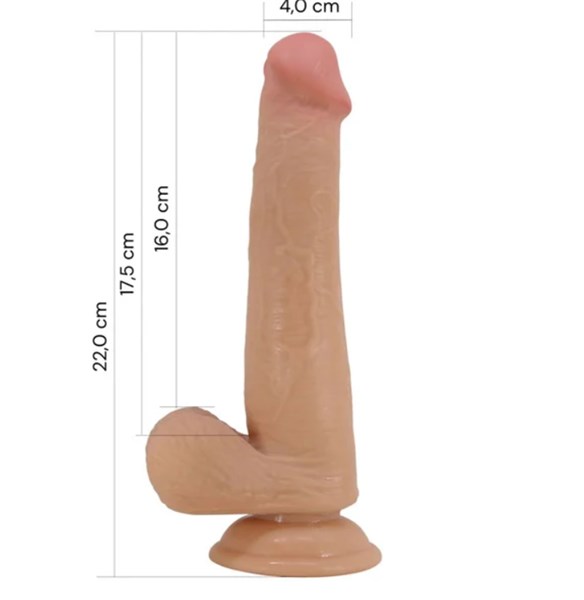 PROTESE MASTURBADORA COM ESCROTO E VENTOSA - TALLEN - 22X4CM - BEGE