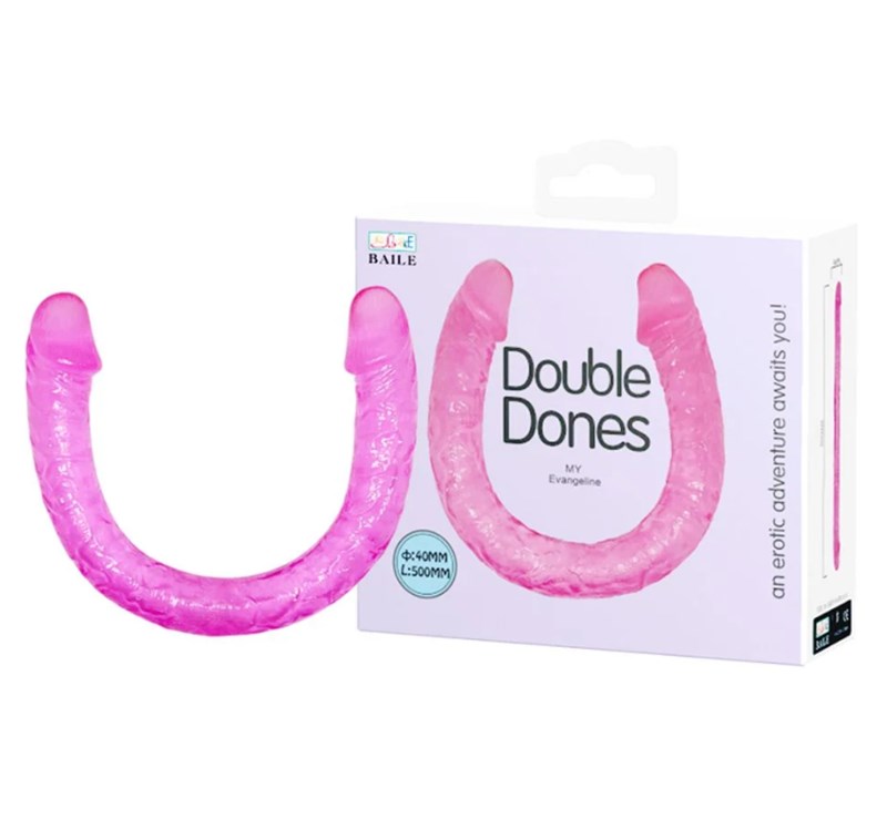 PROTESE DUPLA - FERRADURA - 42×3,5×2,5CM - JELLY - ROSA